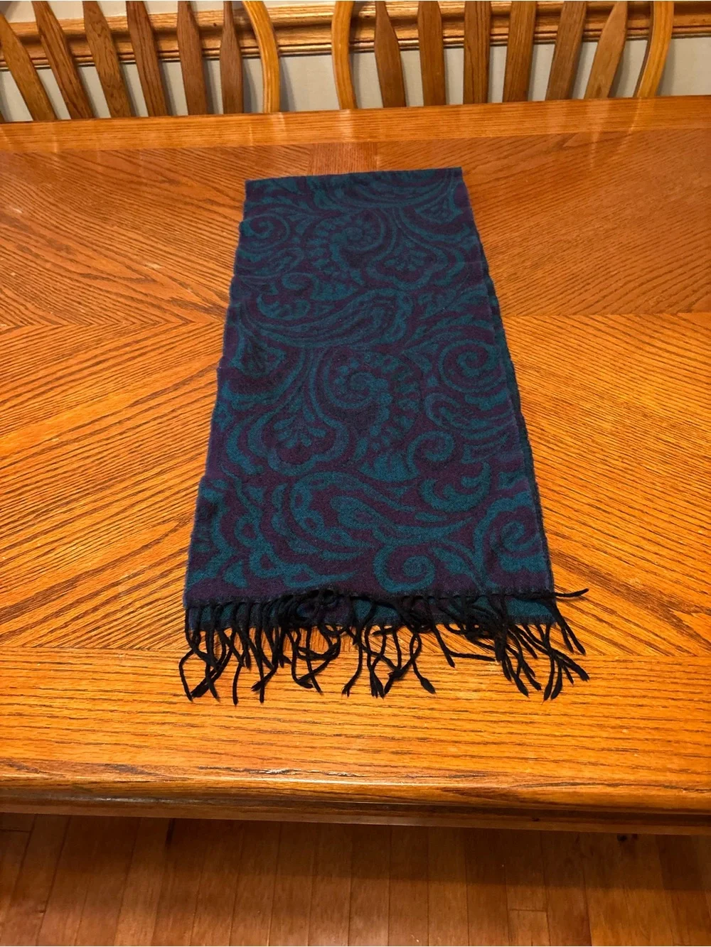 Men's Paisley Wool Blend Scarf - Teal & Black